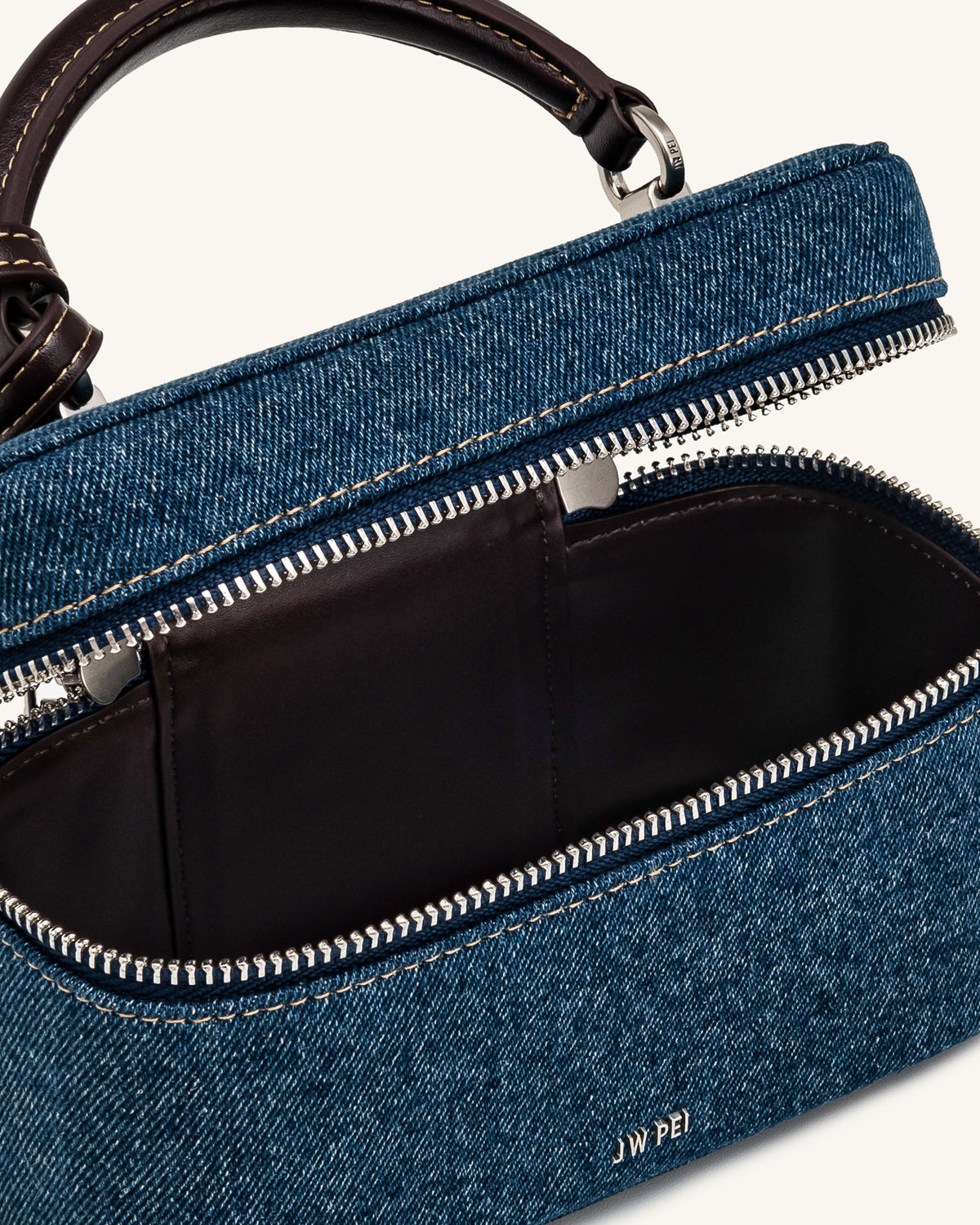Cleo Box Shape Top Handle Bag - Dark Blue Denim