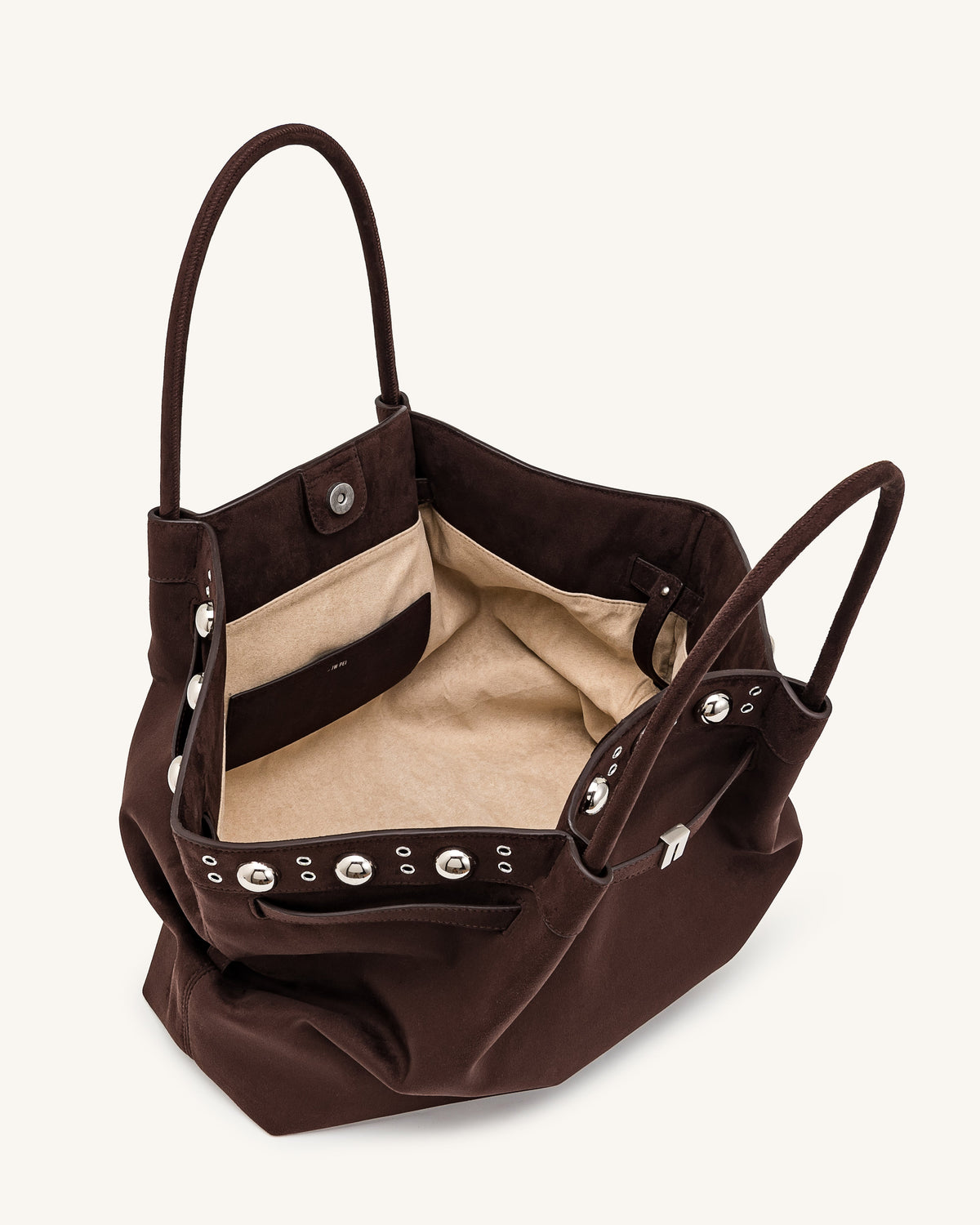Hana Large Faux Suede Tote Bag - Deep Brown