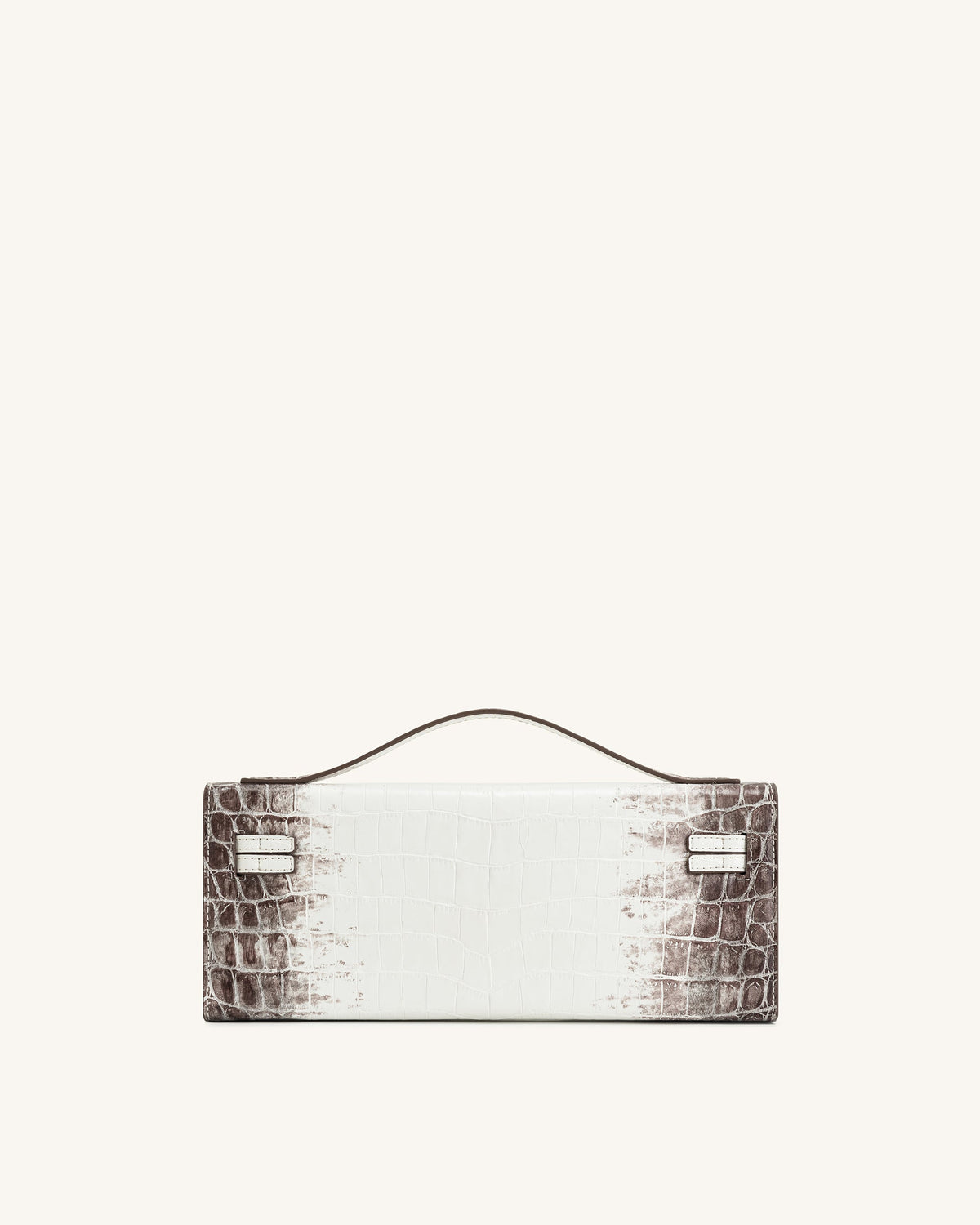Bria Structured Top Handle Bag - White Croc