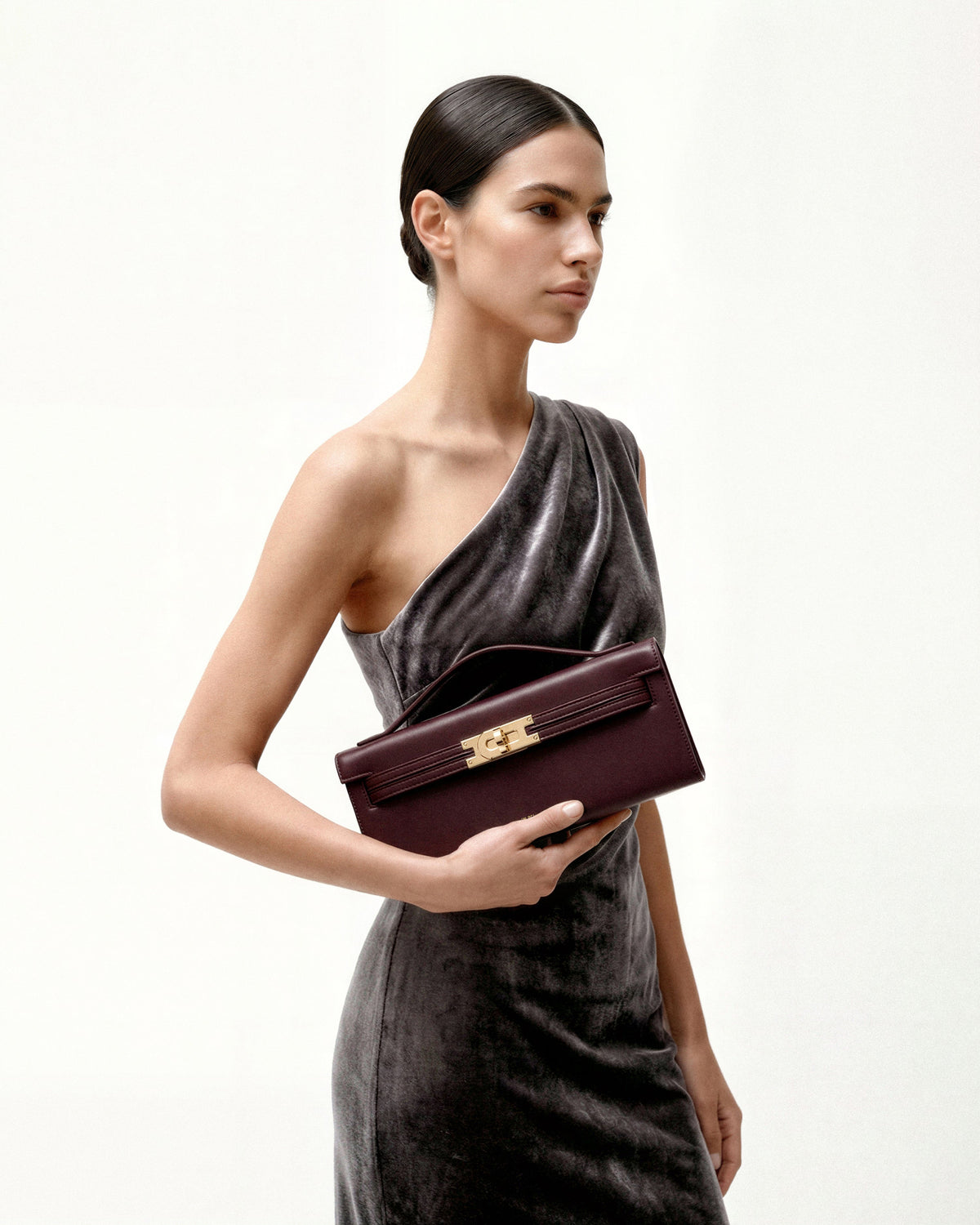 Bria Structured Top Handle Bag - Deep Burgundy