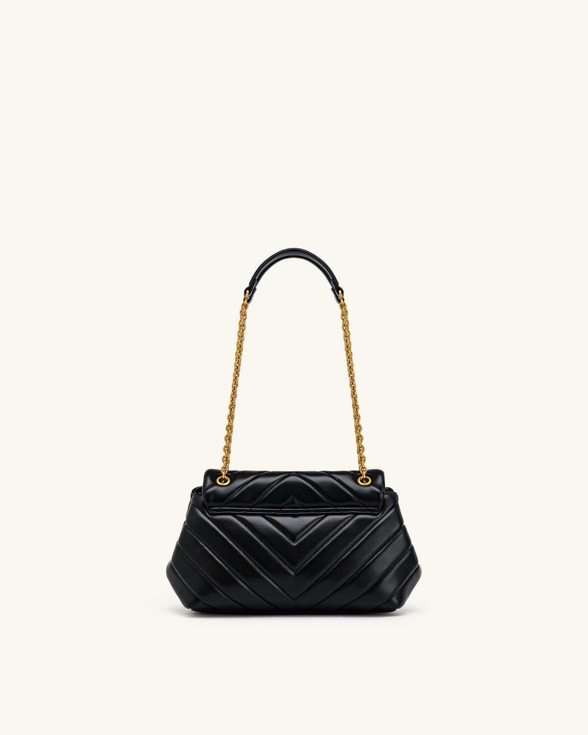 Valerie Quilted Chain Flap Shoulder Bag - Black