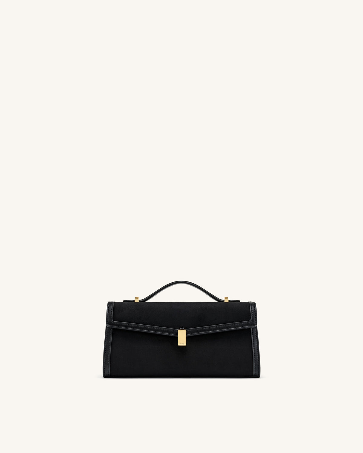 Delphine Faux Suede Top Handle Bag - Black