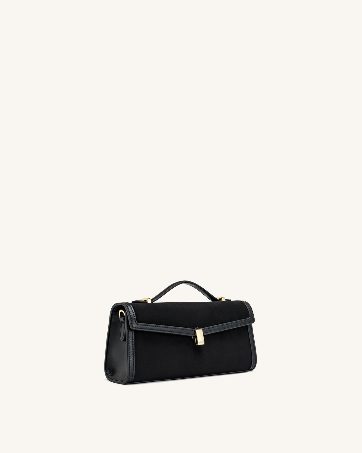 Delphine Faux Suede Top Handle Bag - Black