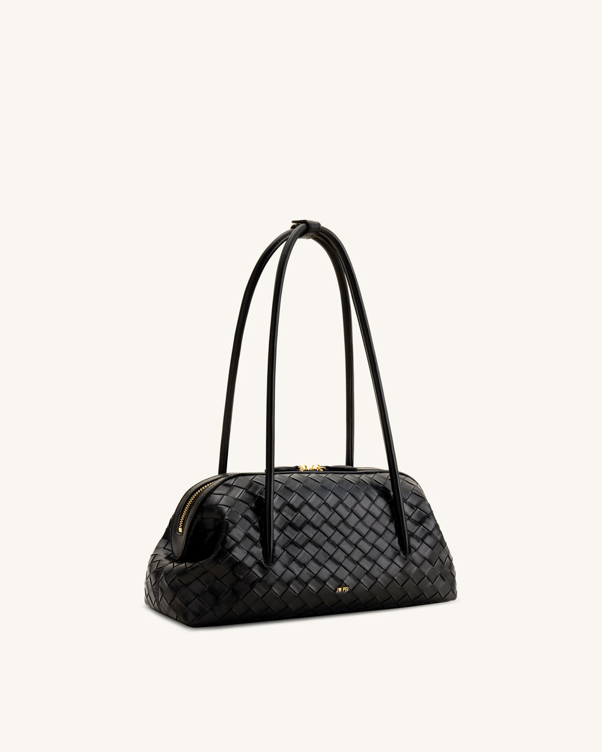 Aveline Woven Textured Shoulder Bag - Black
