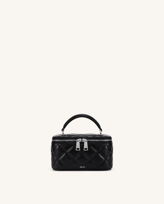 Virella Quilted Vanity Top Handle Bag - Black