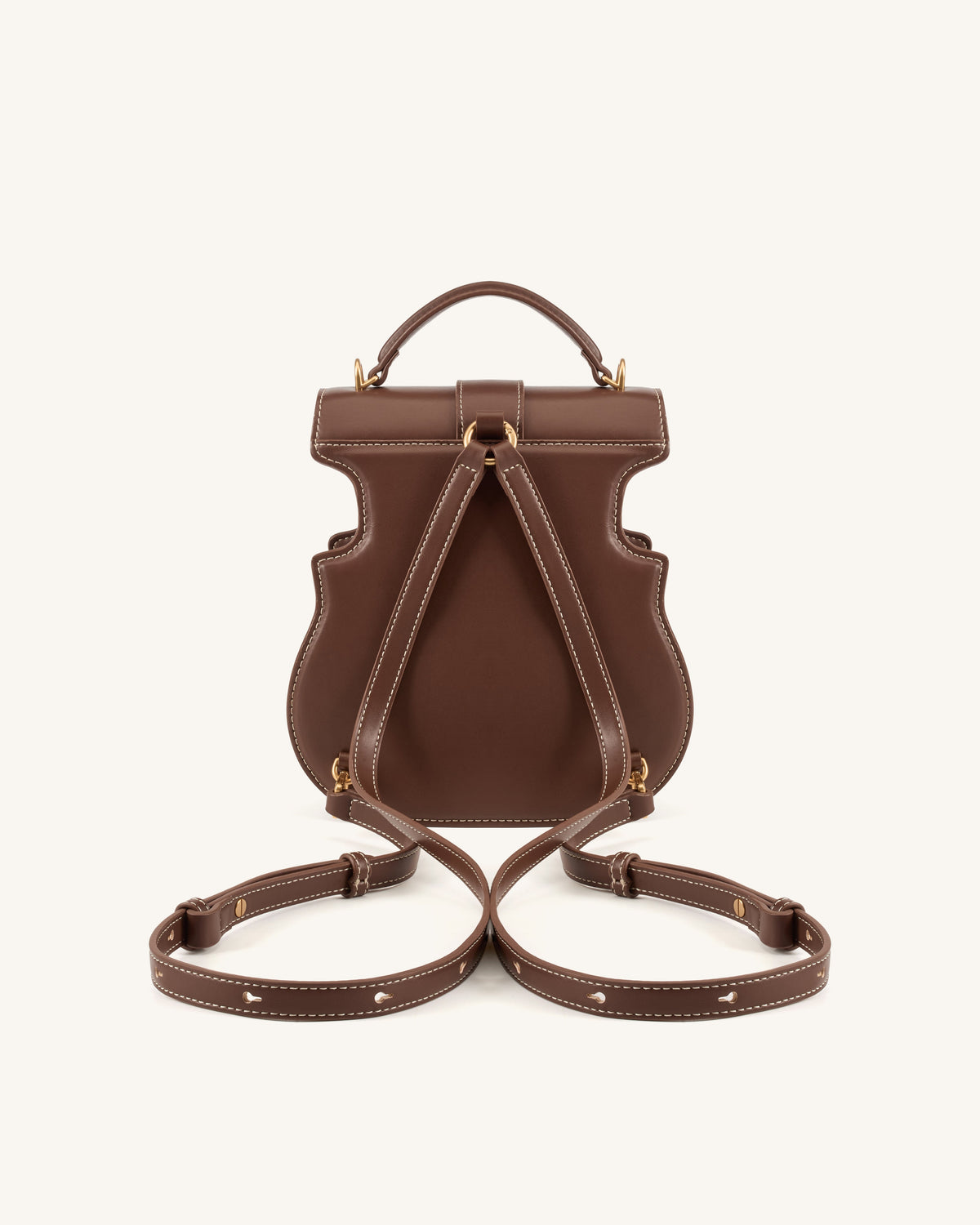 Violin Shape Top Handle Bag - Dark Brown