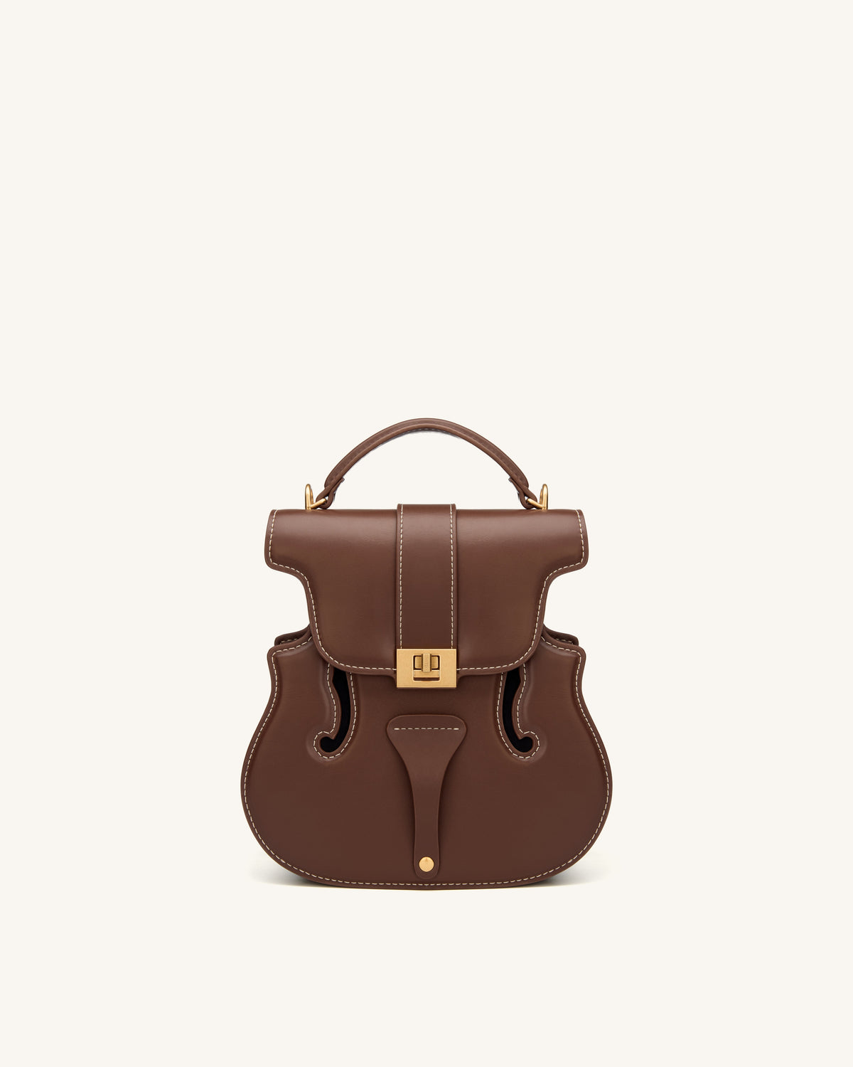 Violin Shape Top Handle Bag - Dark Brown