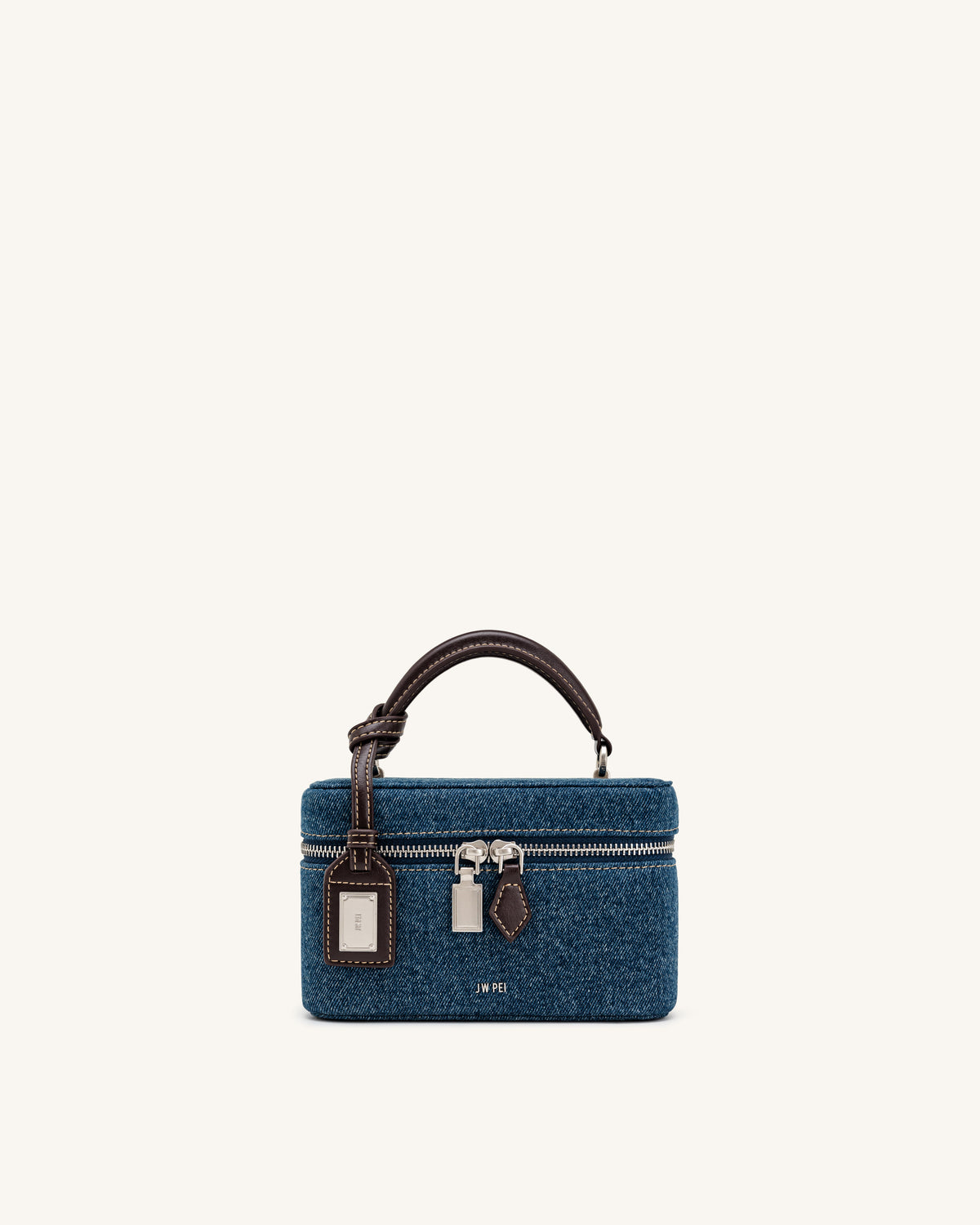 Cleo Box Shape Top Handle Bag - Dark Blue Denim