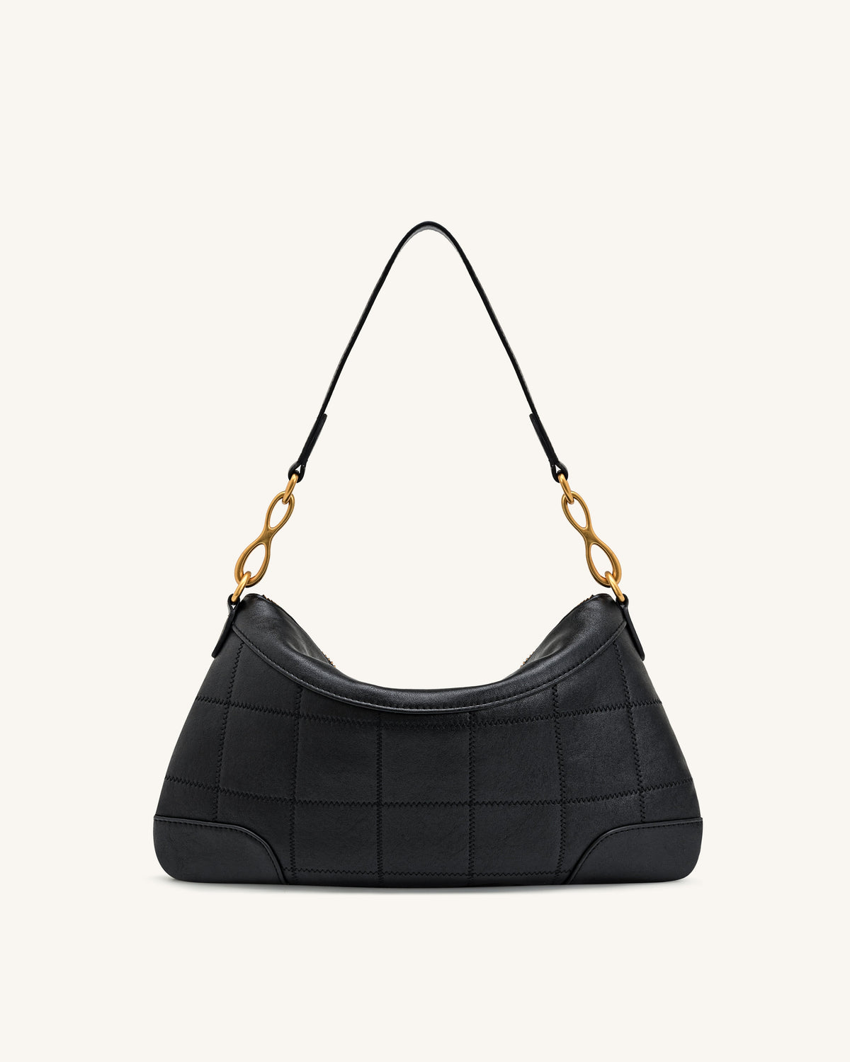 Jayla Metal Pendant Embellished Shoulder Bag - Charcoal Black