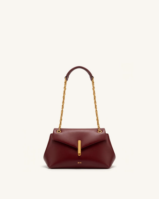 Valerie Chain Flap Shoulder Bag - Dark Burgundy