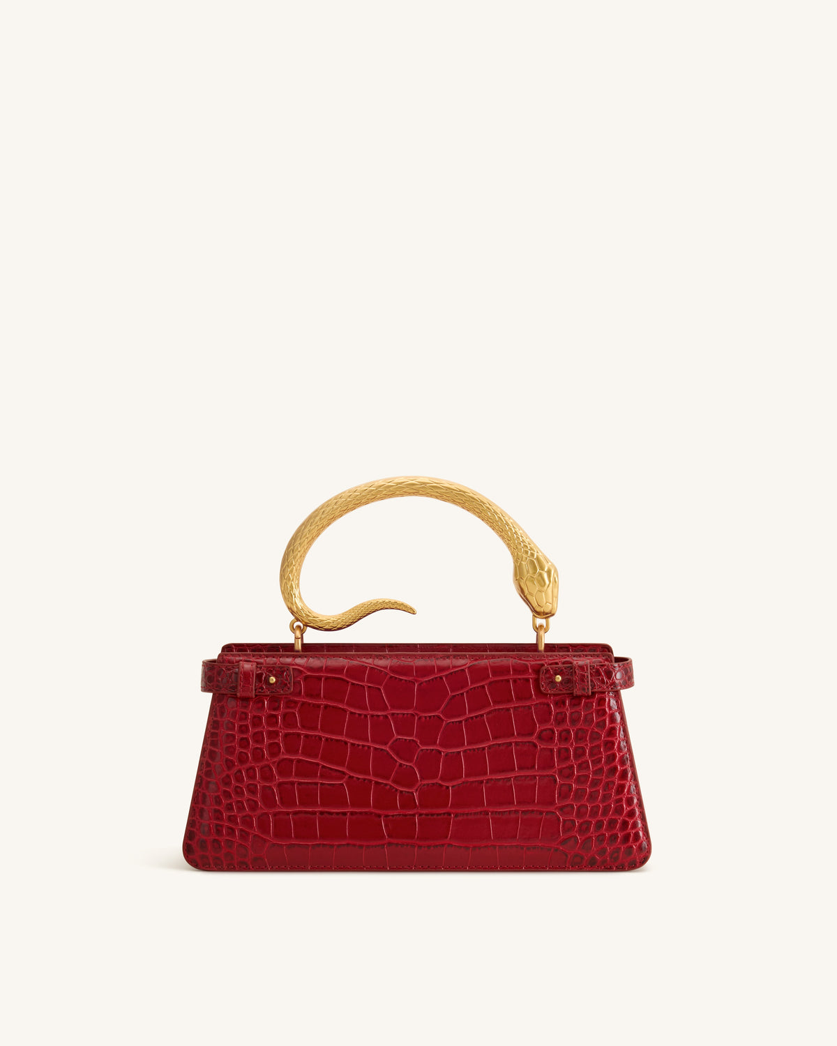 Elena Snake Handle Top Handle Bag - Burgundy Croc