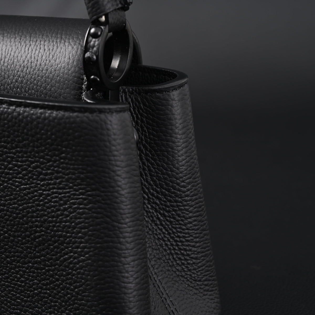 Louis Vuitton Black Grain Leather Mini Top Handle Bag With Chain Strap