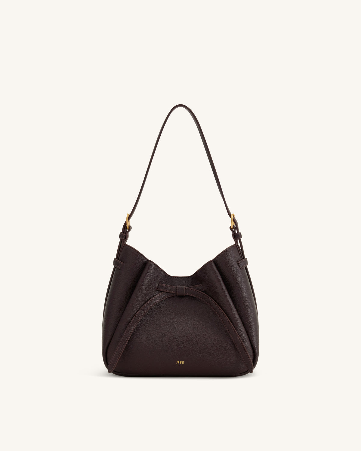Mabel Soft Bow Shoulder Bag - Dark Brown