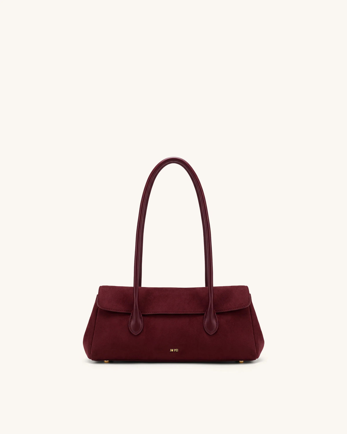 Solenne Faux Suede East-West Shoulder Bag - Claret