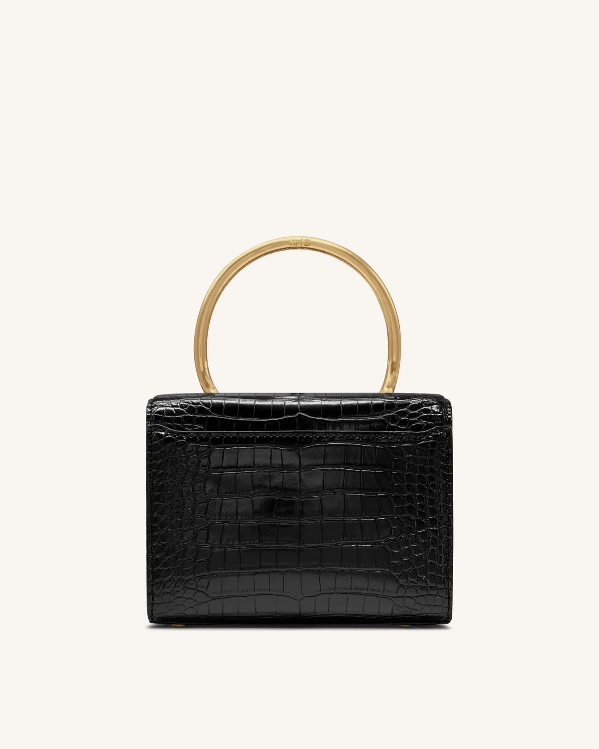 Astrid Calla Lily Metal Handle Top Handle Bag - Black Croc